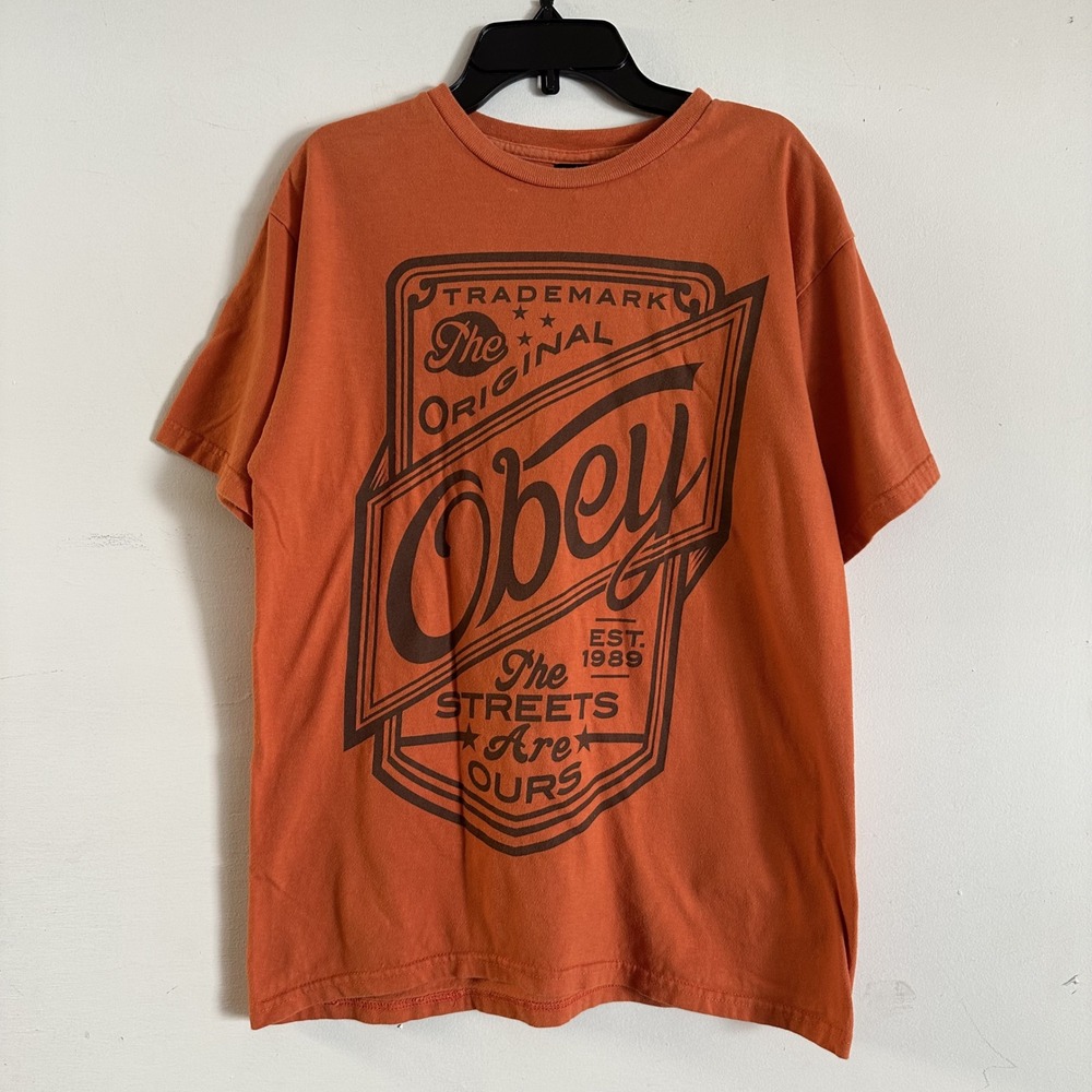 Obey Orange The Streets Are Ours Graphic Print T-Shirt Mens Sz M Streetwear